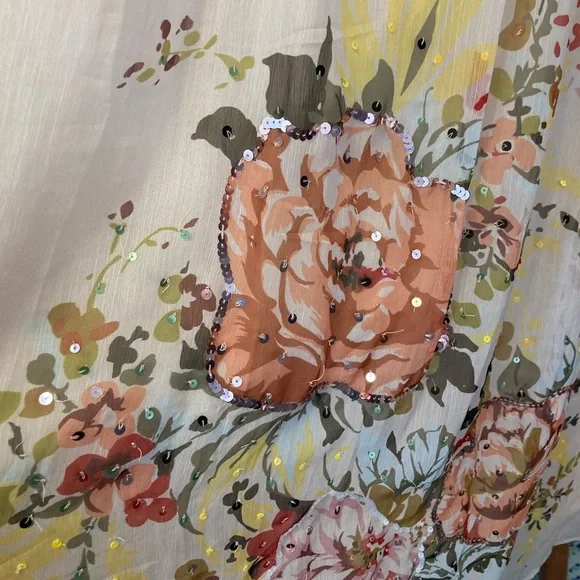 Soft Surroundings Floral Skirt in peach blush and Pink NWOT extra sequins - Picture 3 of 6